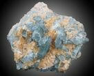 Blue Barite Crystals on Calcite - Stoneham, Colorado #33785-1